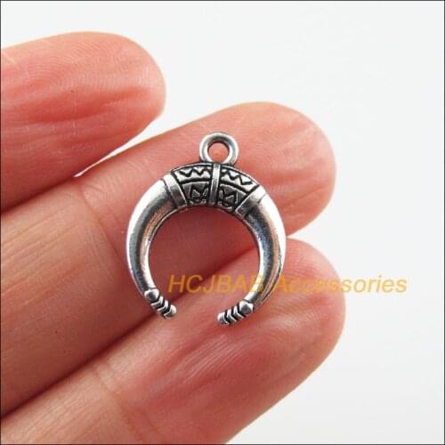 Fashion 25Pcs Tibetan Silver Color Animal Ox Horn Charms Pendants 15x18mm