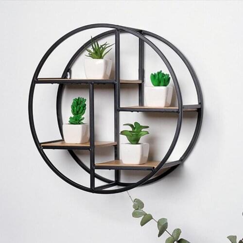 Fashion Home Round Wall Mount Planter Book Storage Shelf Holder Stand Room Decor