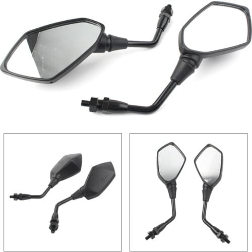 Motorcycle 2pcs Universal 10mm Adjustable Rearview Side Mirror Black Left & Right Rear View Mirror