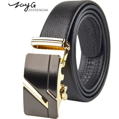 ZAYG Designer High-grade Alloy Automatic Buckle Belts For Men Metal Genuine Leather Belt Mens Casual High quality Belt Jeans