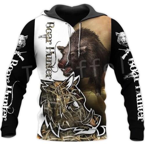 Tessffel Hog Boar Hunter Animal Hunting Camo Tattoo 3DPrint Men/Women Autumn Pullover NewFashion Streetwear Funny Zip Hoodies A7