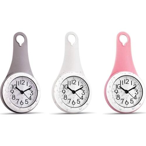 Compact Size Kitchen Bathroom Wall Clock Waterproof Silent Shower Hanging Decor Wall Clocks With Suckers Home Decoration