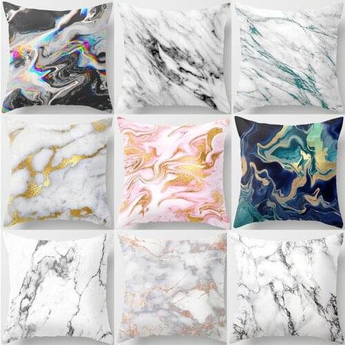 Marble Pattern Nordic Geometric Decorative Pillowcase Peach Velvet Microfiber Pillow Cushion Cover for Car Home Living Room