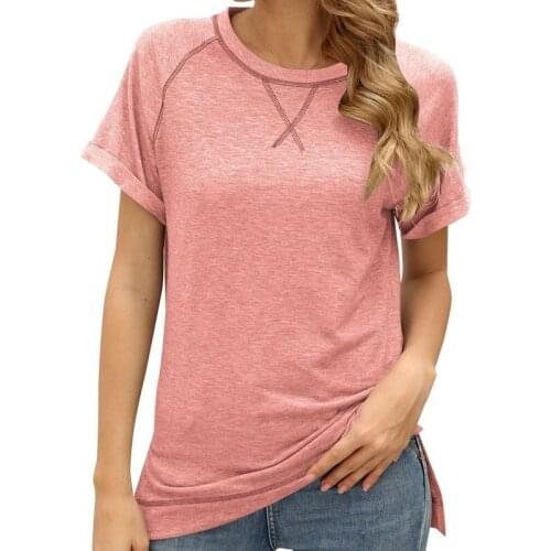 Stripe Soild Color Casual T-Shirts Women Summer Cotton Tees Ladies Short Sleeve Loose O-Neck Patchwork Fashion Simple Basic Tops