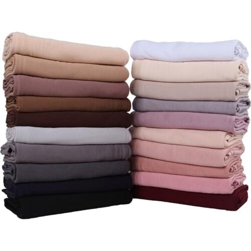 170X60cm Plain Cotton Jersey Hijab Scarf wholesale 10pcs Shawl Solid Color With Good Stitch Stretchy Soft s For Women Scarves