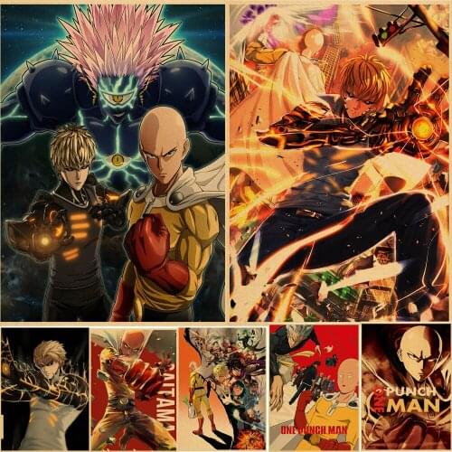 Kawaii Japanese Anime One Punch Man Poster Retro Poster Wall Stickers Vintage Poster Prints For Bar And Home Decor