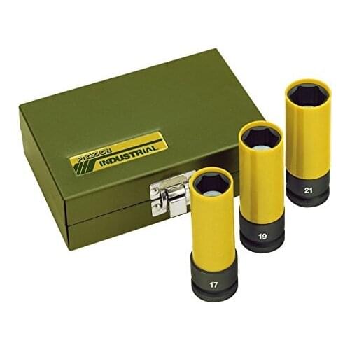 PROXXON PRO-2223938 2223938-Juego vasos impacto 19-21mm, black, 1/2 ", 17, 19, 21 mm
