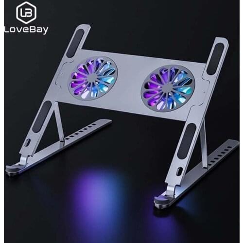 LOVEBAY Adjustable Laptop Stand For Macbook Computer PC iPad Tablet Support Notebook Stand Cooling Fan Pad Laptop Holder Base