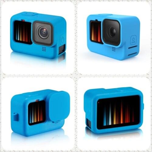 For GoPro- Hero 9 Black Case Silicone Camera Body Cover +Protective Silicone Lens Cap for gopro 9 Action Camera Accessories