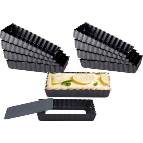10Pcs Quiche Pan,4 Inch Non-Stick Tart And Quiche Pan With Removable Bottom Cake Mold Mini Tart Pan For Kitchen Baking