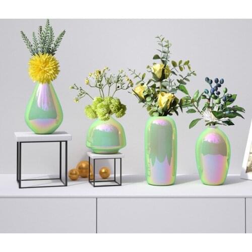 Modern Pearl Green Ceramic Vase Fake Flower Arrangement Home Livingroom Table Furnishing Crafts Club Store Ornaments Decoration