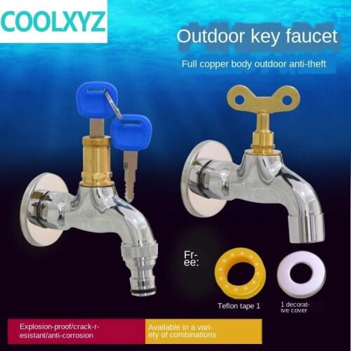 Outdoor keyed faucet outdoor public place washing machine car wash with lock anti-theft for household use 4 points single cold
