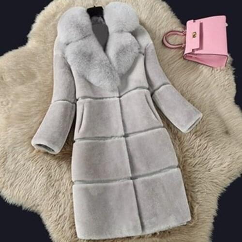 Faux Fur Coats Women Winter Jacket Thick Long Fur New Women Warm Fake Fox Fur Collar Faux Fur Outerwear Plus size Abrigo Mujer