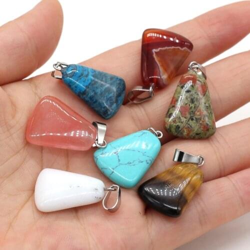 2pcs Natural Stone Pendant Charms Trapezoid Shape Agates Pendant for Women Making DIY Jewelry Necklace Size 18x25mm Wholesale