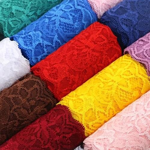 1Meter Elastic Floral Lace Ribbon DIY Apparel Sewing Fabric 8cm Wide Black White Red Pink Blue Purple Green Yellow Lace Tape