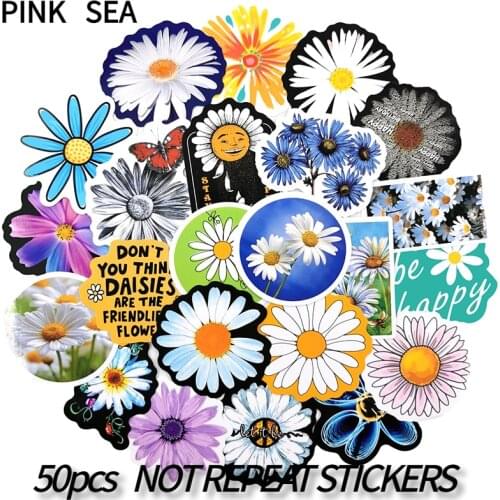 10/30/50pcs Vsco Girl Flowers Daisy Stickers For Laptop Skateboard Suitcase Guitar Luggage Car Phone Case Kid Diy Classic Toy
