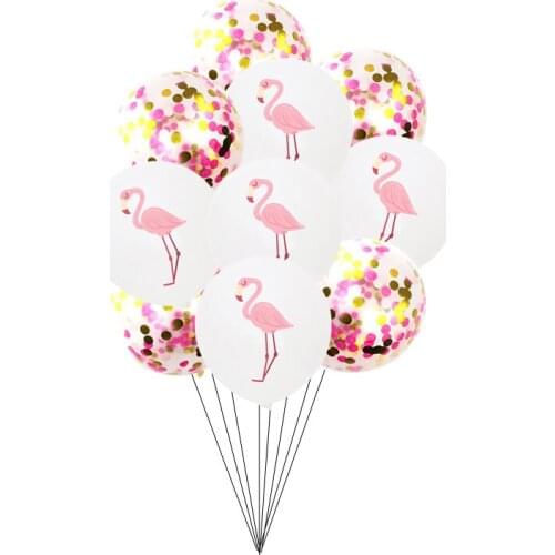 10pcs 12inch Confetti latex balloons flamingo wedding birthday party decorations kids Green leaf pineapple globos Shower Favors