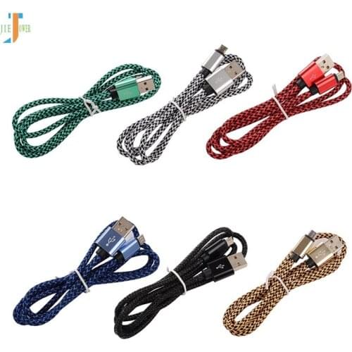 100pcs/lot Micro USB Data Charger Cable Data Sync Double Color Nylon Braided Micro USB Cable for Iphone XR MAX 8 Samsung Xiaomi