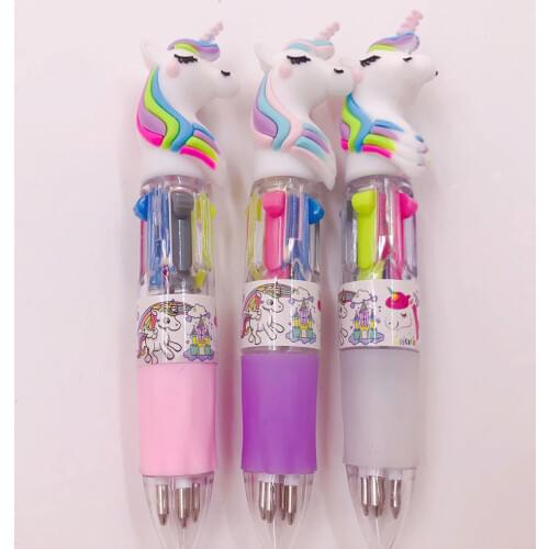 2Pcs/lot Mini Unicorn Cartoon Silicone 4 Colors Chunky Ballpoint Pen School Office Supply Gift Stationery Papelaria Escolar