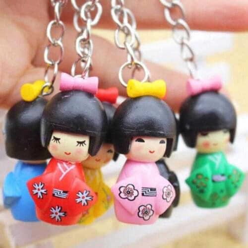 200pcs Japanese Kimono Girl Keychain Cartoon Doll Puppet Keyring Birthday Party Favor And Gift ZA6695