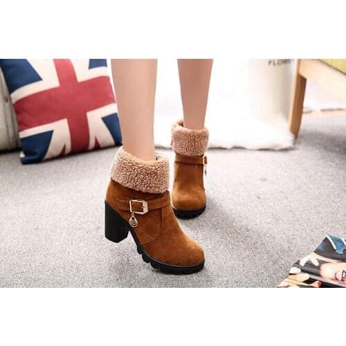 2019 New Women Boots Winter outdoor keep Warm Fur Boots Waterproof Womens Snow Boots Thick heel with round head short boot