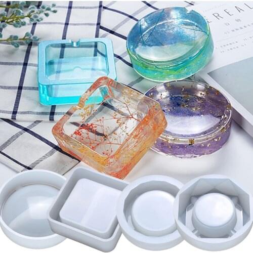 2021 New DIY Art Molds for Home Storage Silicone Ashtray Molds Square/Round/Rhombus/Irregular Shape Ashtray Mold