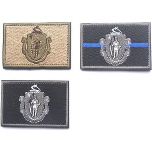 3D Embroidery Patches Loops And Hook Massachusetts State Flag Patch Sheepdog/DONT TREAD ON ME Patches Badges