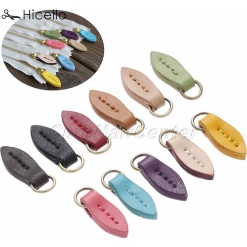 5pcs/lot Zipper Pullers Leaf Shape Pull head Replacement Sewing Craft Fasteners Leather Alloy pendant 33*11mm colorful Hicello