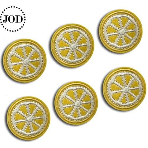 6 Pieces/Lot Lemon Mini Iron on Patches for Clothing Decoration Clothes Patch Small Sewing Stickers Fabric Badges Embroidery JOD
