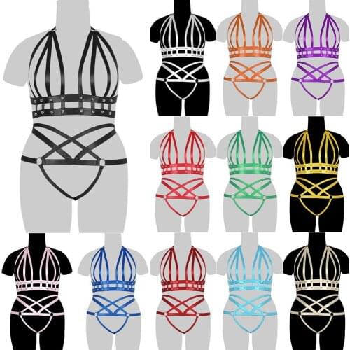 Bondage Harness Bdsm Straps Erotic Accessories Sexy Plus Size Lingerie Set Cage Bra Corset Punk Goth Clothes Busty Women Garter