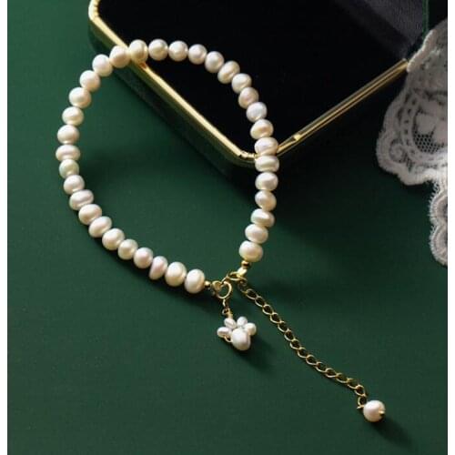 Pearl Silver Bracelet 100% Real 925 Sterling Silver Bracelet Woman Style