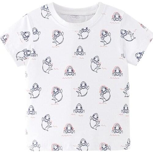 27Kids Girls T-shirt Baby Cotton Summer Clothing Music Shark Toddler Fashion Cute Children Soft treatment Breathable Clothes