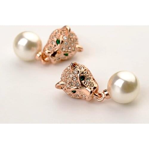 DJM AAA Quality Fashion Jewelry Brand Fully-Jewelled Leopard Pearl S Earring For Women(DJ0189)