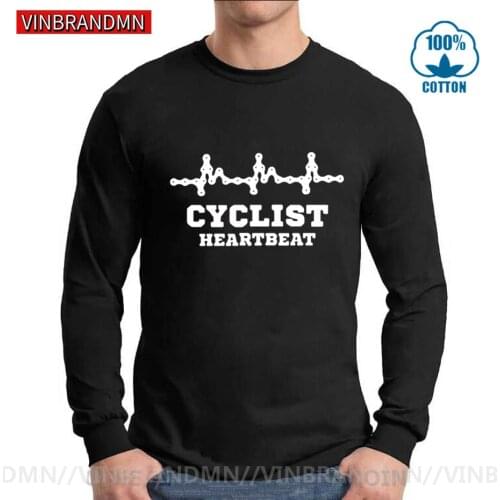 CYCLING Cyclist Heartbeat T shirt men Mountain biker Tshirt Road Bike Funny Bicycle Tops Mens Casual fashion Long Sleeve T-shirt