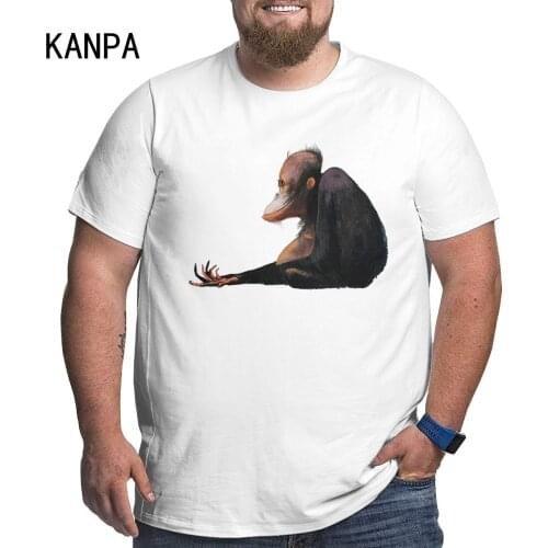 Mens Oversized T-shirt White Printing Orangutan Short Sleeve Breathable Tops Tee Summer Large Loose Tees Men Plus Size T Shirt