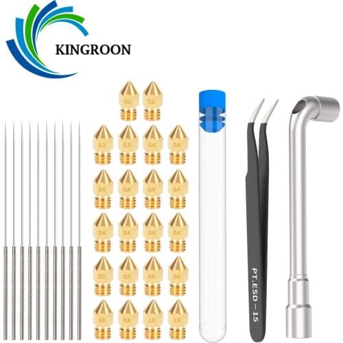 KINGROON Nozzle Cleaning Needle MK8 E3D Nozzle Cleaning Tool Kit Removal Clean Nozzle Wrench Tweezer 3D Printer Part CR10 Ender