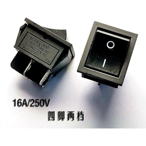 Large ship type switch KCD4-201 black 4 foot 2 file power rocker switch 16A/250V 10PCS