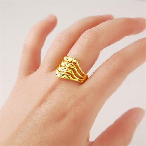 24K Yellow Color Rings Women Gold Ring Fine Jewelry Party Accessories Women Best Gift