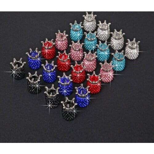 4 Pcs/set Car Wheel Valve Caps Tyre Rim Stem Covers Airdust Waterproof for Automobiles Motorcycles Trucks Bikes Diamond-Studded