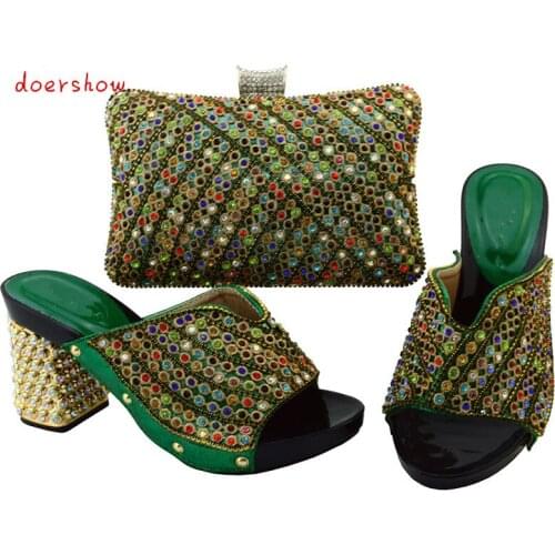 Doershow African shoe and bag set low heel Italian shoe with matching bag best selling ladies matching shoe and bag YM1-16