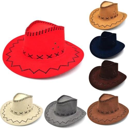 1pc Display Unisex Cowboy Knight Bucket Brim Hat Western Visor with Cord Felt Color