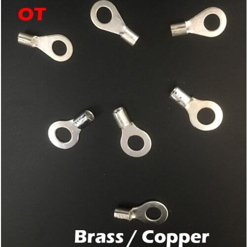 OT6-16 OT6-18 Brass Copper Lug Non Insulated Round Circular Nake O Ring Cable Wire Cold Press Connector Crimp Terminal