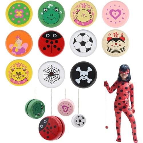 Cute Animal Prints Ladybug Toys Kids Yo-Yo Ball Creative Yo Yo Toys Childs Favorite Wooden Yoyo Toys Childhood Toy