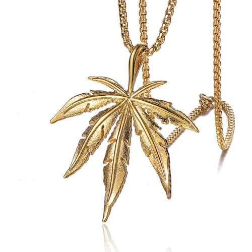 Hip Hop Rock Stainless Steel Maple leaf Pendant Necklaces for Men Jewelry Drop Shipping