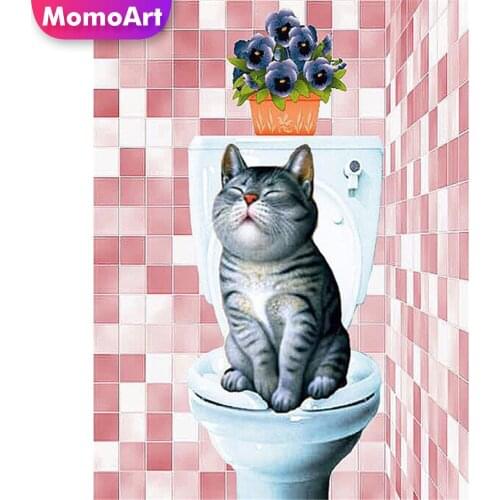 MomoArt 5D Diamond Embroidery Cat Full Kits DIY Handicraft Picture Of Rhinestones Cartoon Full Square Painting Mosaic Decoration