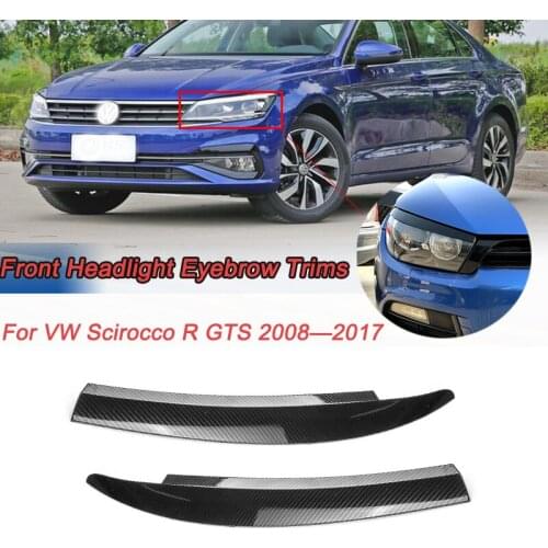 Pair Front Headlight Eyelid Eyebrow Trims For VW Scirocco R GTS 2008 2009 2010 2011 2012 2013 2014 2015 2016 2017 Carbon Look