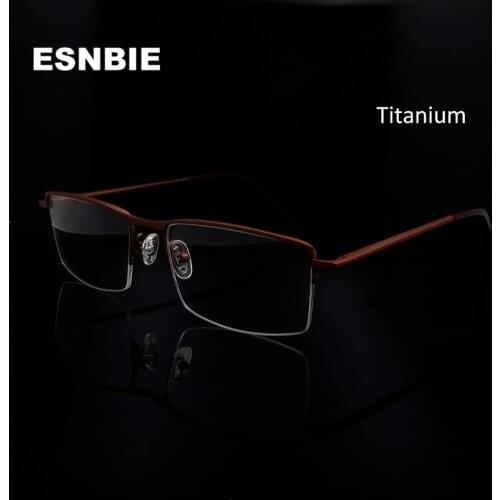 ESNBIE Ultra Light Titan Myopia Glasses Men Titanium Semi Rimless Eyeglass Frames For Women Prescription Glasses For Sight