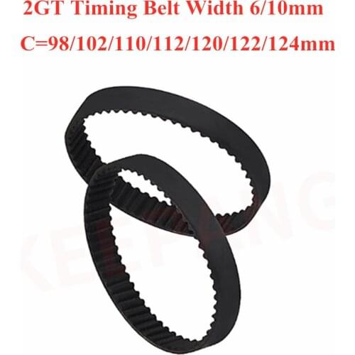 2GT-98 102 110 112 120 122 124 GT2 Timing Belt Width=6/10mm 2GT Closed-Loop Synchronous Belt 110-GT2 98-2GT 124-2GT