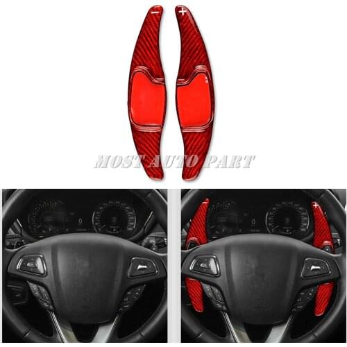 Real Carbon Fiber Paddle Paddle Shift Steering Wheel Shifter Extension For Lincoln MKC MKX MKZ Red/Black
