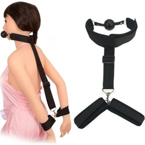 Sex BDSM Mouth Gag Bondage Adult Games Erotic Handcuffs Neck Straps Hand Fixed Handcuffs Bondage Torture SM Bondage For Couples